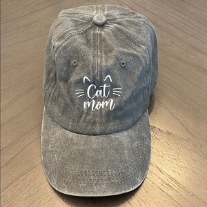 Cat Mom Adjustable Hat Gray